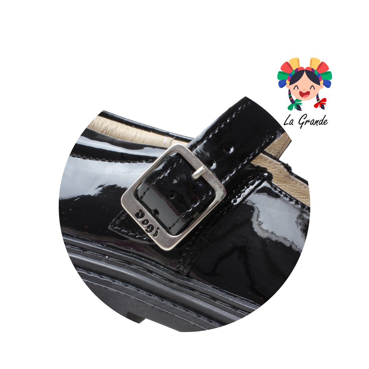 9803 DOGI Negro Charol Zapato Escolar para Niña y Dama