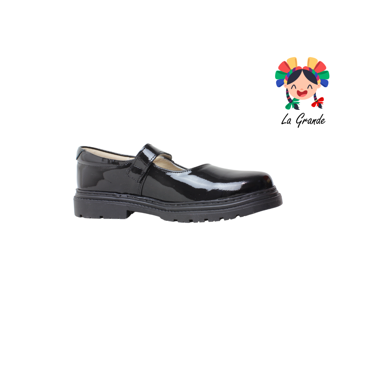 9803 DOGI Negro Charol Zapato Escolar para Niña y Dama