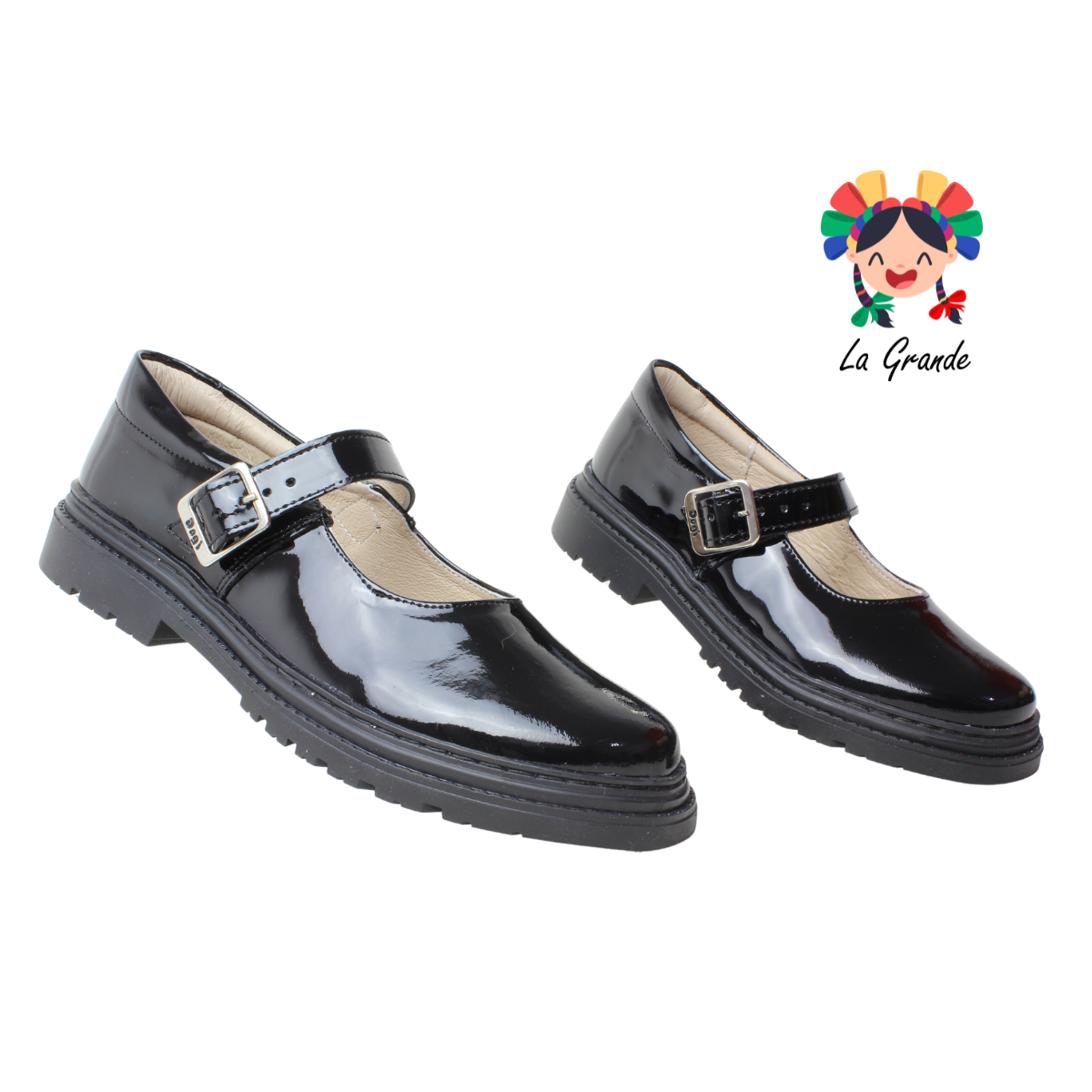 9803 DOGI Negro Charol Zapato Escolar para Niña y Dama
