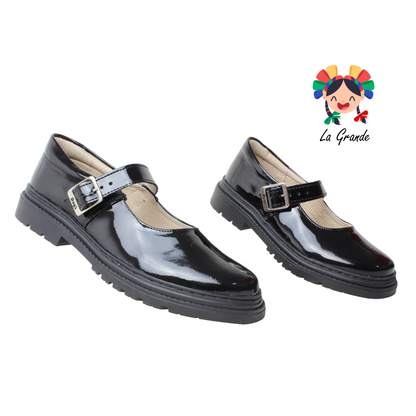 9803 DOGI Negro Charol Zapato Escolar para Niña y Dama