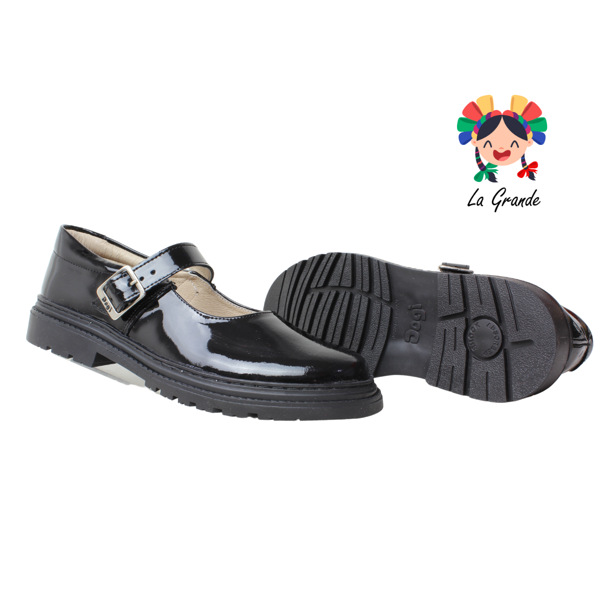 9803 DOGI Negro Charol Zapato Escolar para Niña y Dama