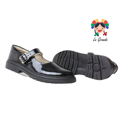 9803 DOGI Negro Charol Zapato Escolar para Niña y Dama