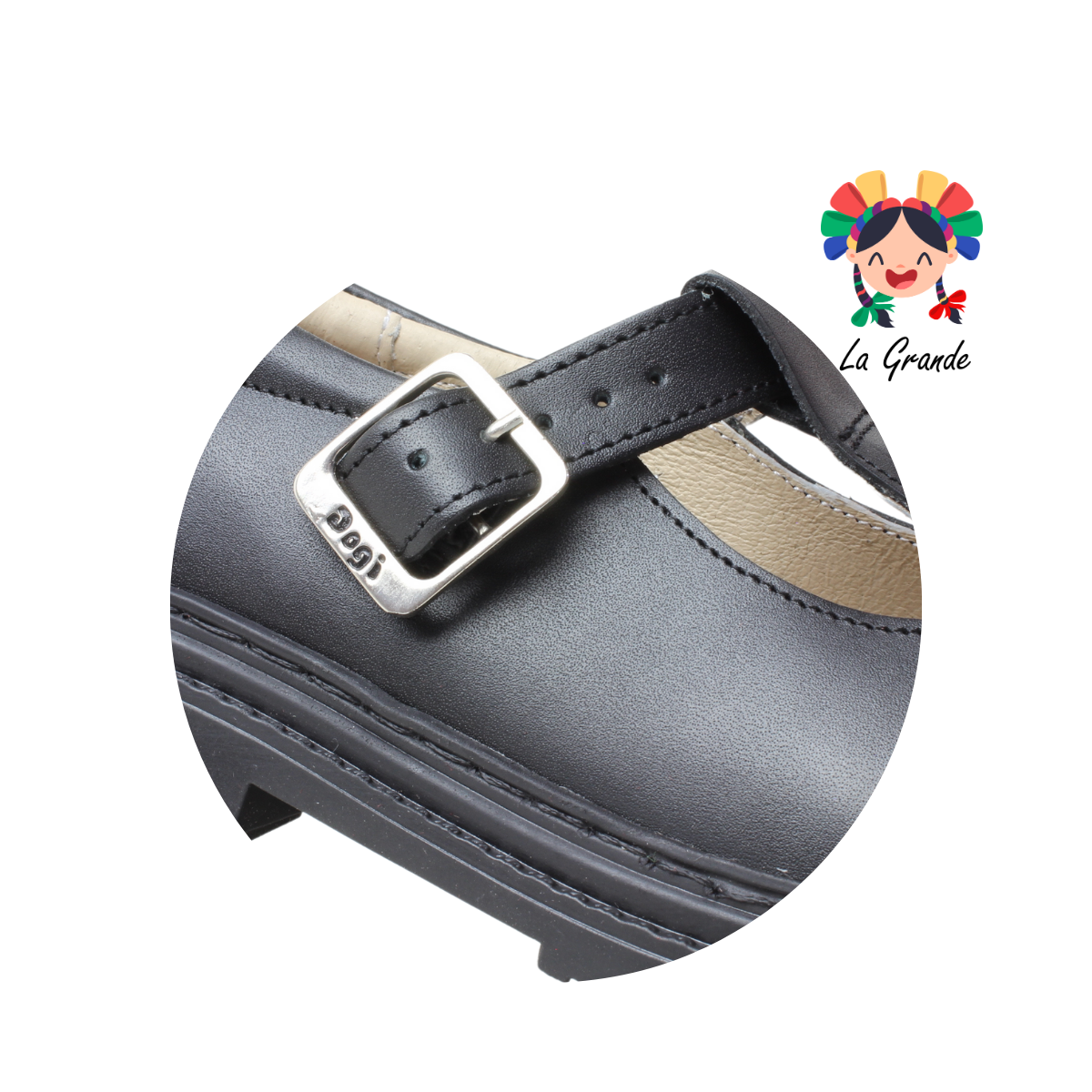 9804 DOGI Negro Piel Zapato Escolar para Niña y Dama