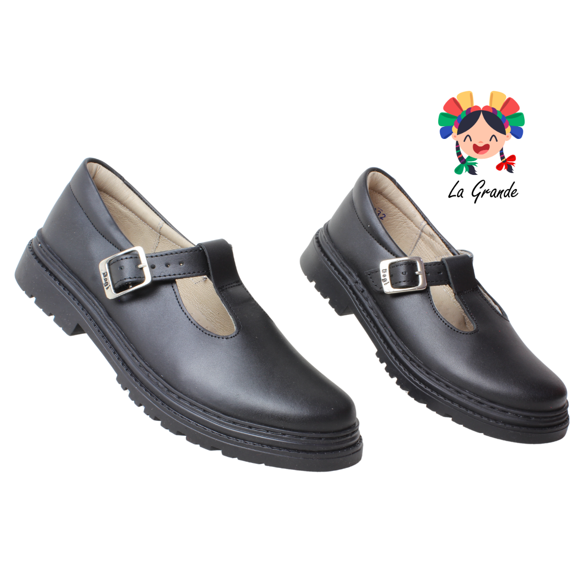 9804 DOGI Negro Piel Zapato Escolar para Niña y Dama