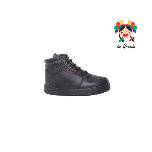 980 VIRY & TONY Negro Sintético Zapato Tipo Bota Escolar para Niño