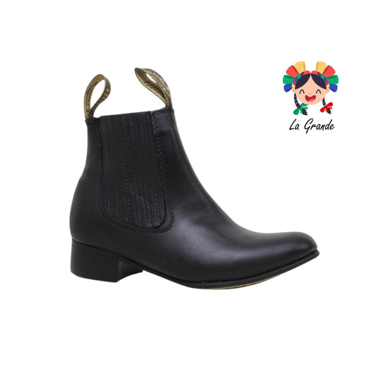 99 COCOYIN Negro Piel Botín Vaquero para Joven