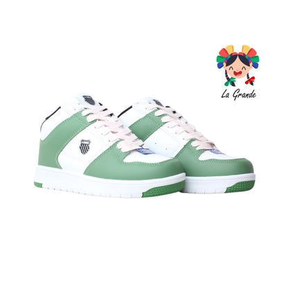 9F731178 K-SWISS Verde Blanco Butter Tenis Casual para Dama y Joven