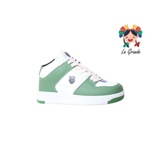 9F731178 K-SWISS Verde Blanco Butter Tenis Casual para Dama y Joven