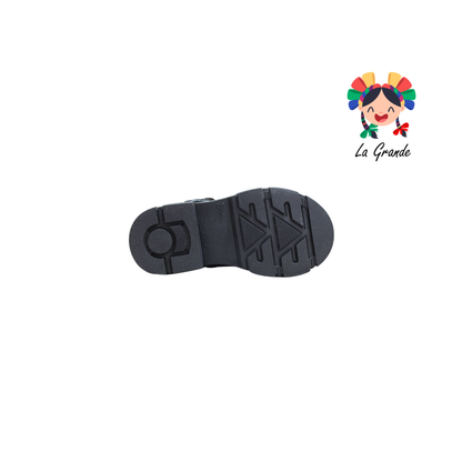 260 GABRIELA Negro Sintético Zapato Escolar con Suela Kitty para Niña