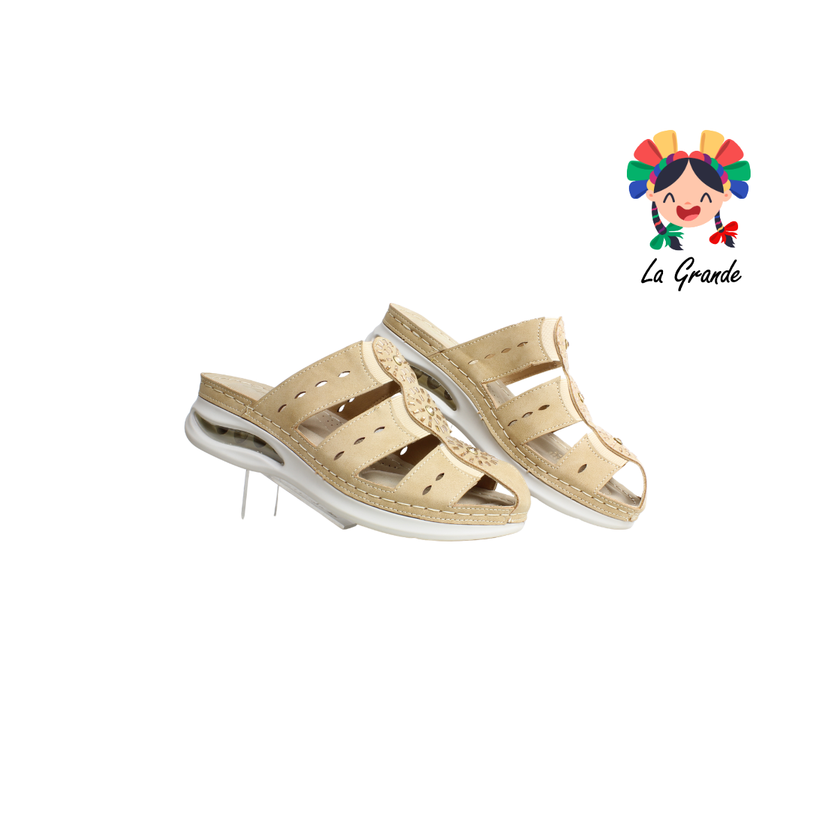 2414 SHOSH Camel Sandalia Casual con Válvula para Dama