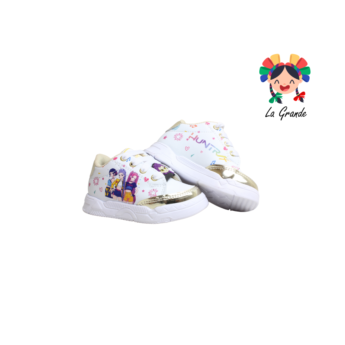 T3-01 DANIELS Blanco Oro Cristal Tenis Casual para Bebé