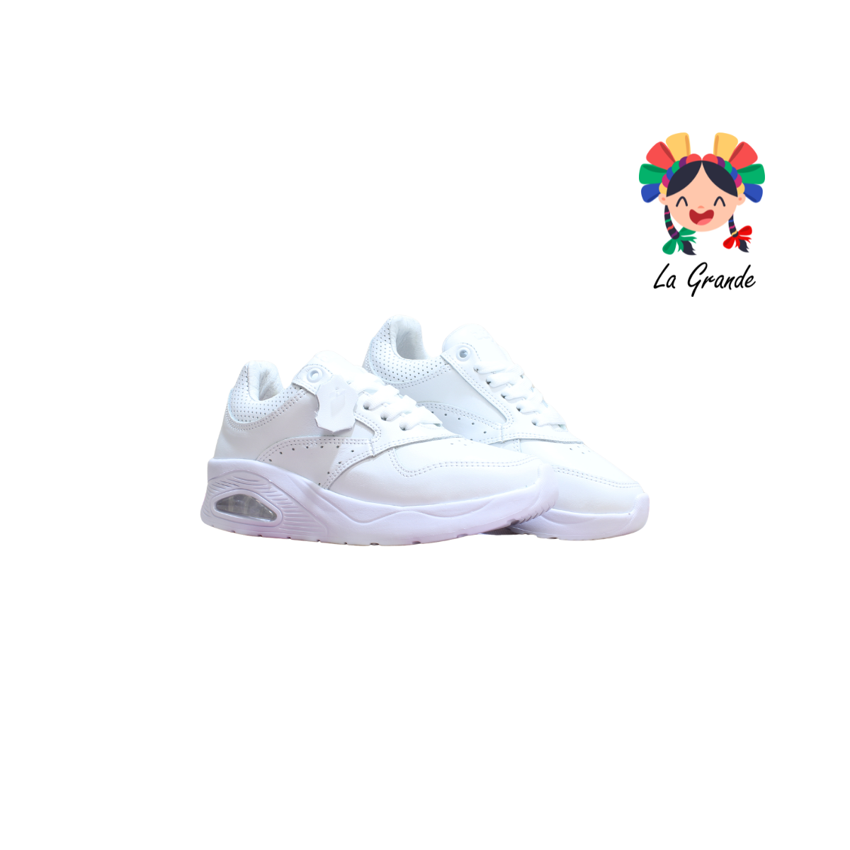 3154 DOGI Bco Bco Piel Tenis Escolar para Dama y Joven