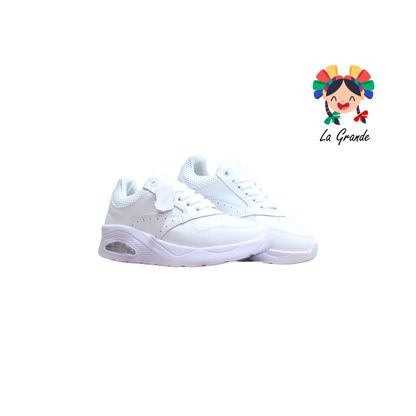 3154 DOGI Bco Bco Piel Tenis Escolar para Dama y Joven