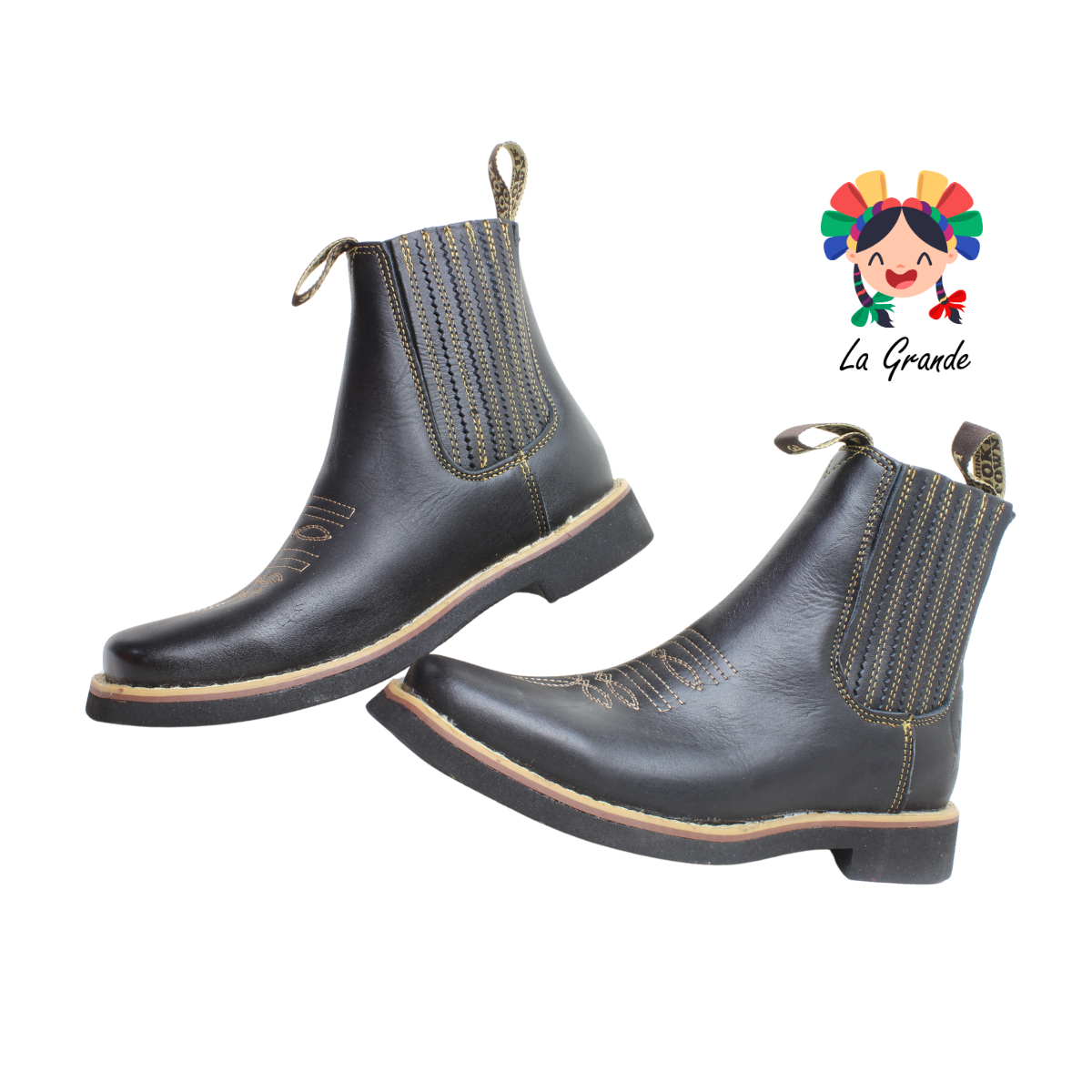 266 NOOKIE TOWN Negro Grasso Piel Botin Vaquero para Caballero