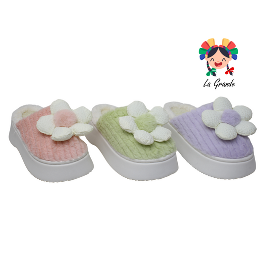 A-5023 TIGRE Flor Multicolor Sintético Pantufla con Plataforma para Dama