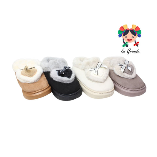 A-5132 ZXXG Multicolor Corazón Moño Pantufla Afelpada para Dama