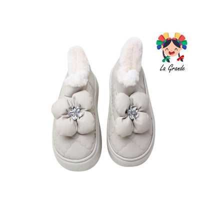 A-5173 ZXXG Multicolor Flor con Brillos Pantufla Afelpada para Dama
