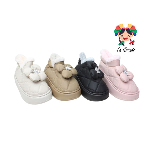 A-5173 ZXXG Multicolor Flor con Brillos Pantufla Afelpada para Dama