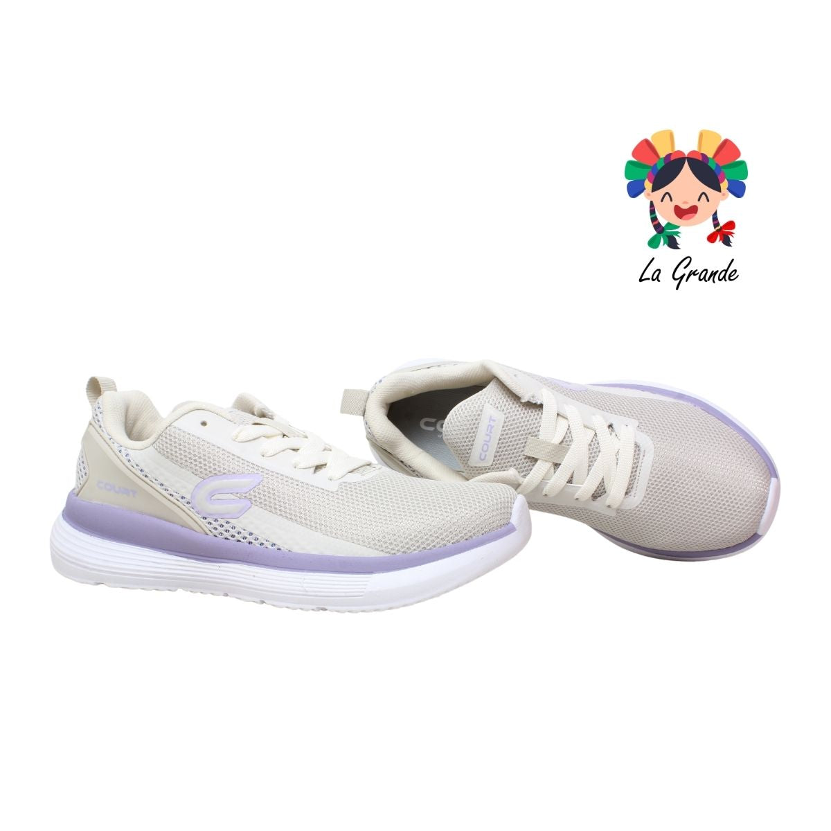 A332J COURT Marfil Morado Tenis Deportivo para Dama