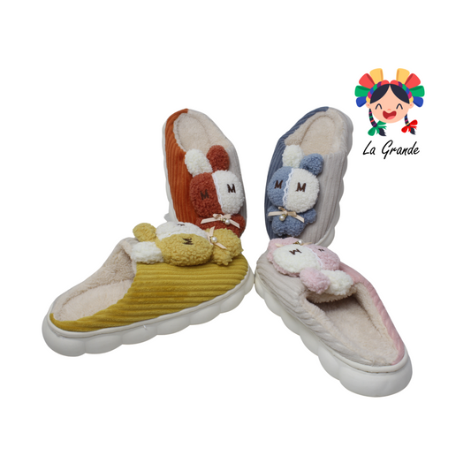 AB-137 TIGRE Conejo Multicolor Sintético Pantufla con Plataforma para Dama