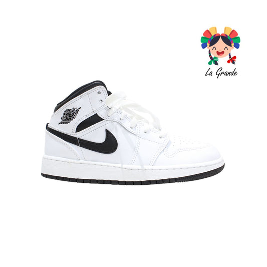 AIR JORDAN 1 MID-NIKE Blanco Ngo Tenis Importado Original para Joven y Dama