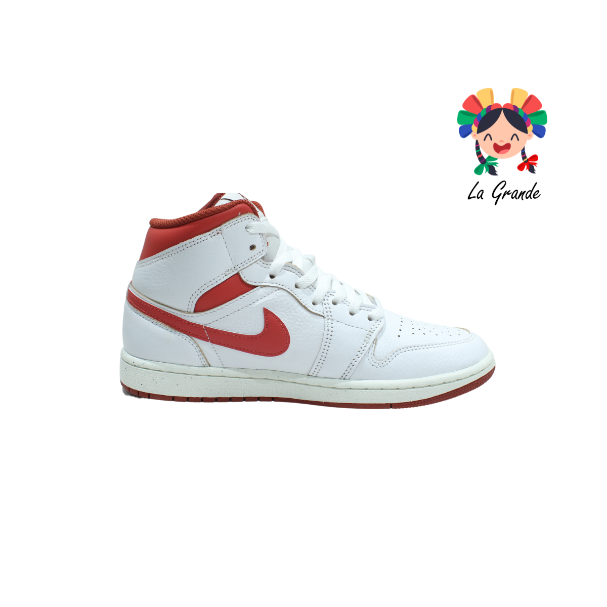 AIR JORDAN 1 MID-NIKE Bnco Rojo Tenis Importado Original para Caballero