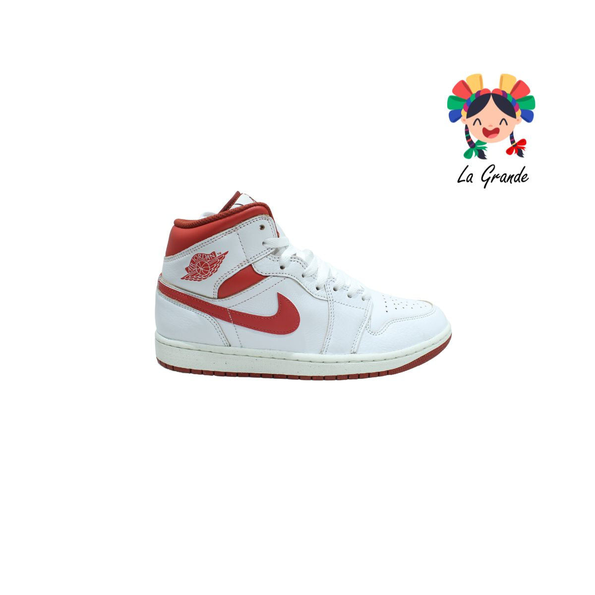 AIR JORDAN 1 MID-NIKE Bnco Rojo Tenis Importado Original para Caballero