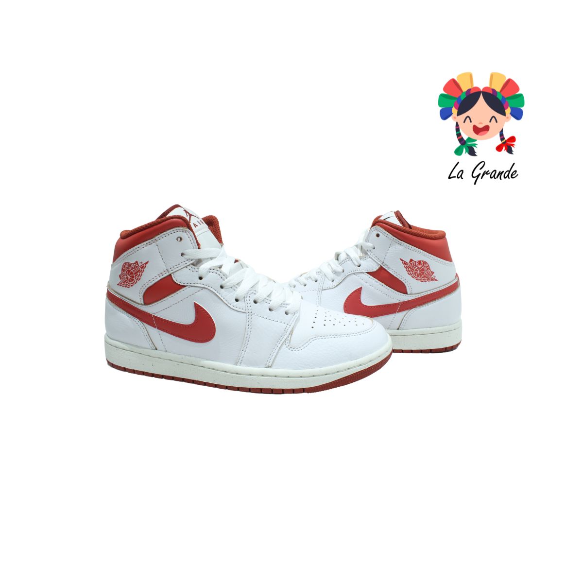 AIR JORDAN 1 MID-NIKE Bnco Rojo Tenis Importado Original para Caballero