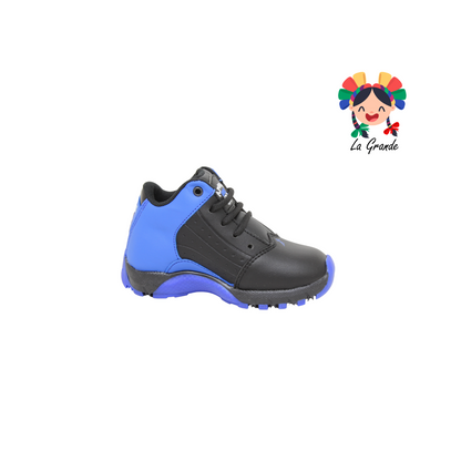 AP-99 APOORT Azul Negro Piel Tenis Tipo Bota para Niño