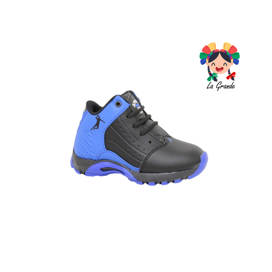 AP-99 APOORT Azul Negro Piel Tenis Tipo Bota para Niño