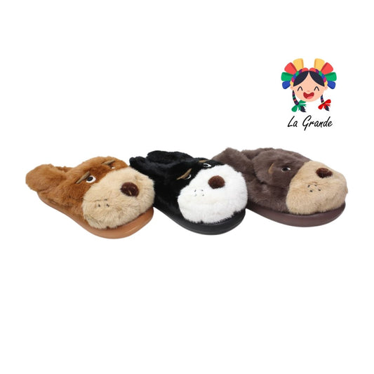 B-6053 ZXXG Multicolor Perrito Pantufla Afelpada para Joven y Caballero
