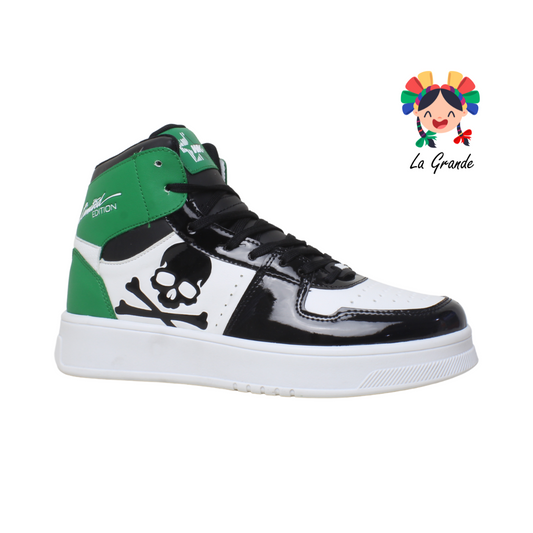 Calaca WALKQUIR Charol Sint Negro Verde Tenis Casual Urbano para Joven y Caballero