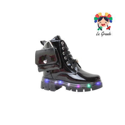 B004 DANIELS Negro Charol Bota para Niña