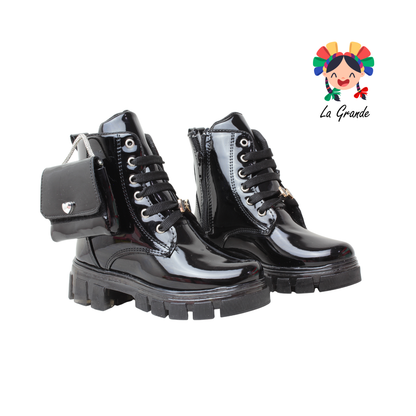 B004 DANIELS Negro Charol Bota para Niña