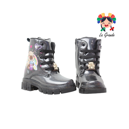 B08 CAPI DANIELS Negro Luminos Bota Casual con Luces para Niña