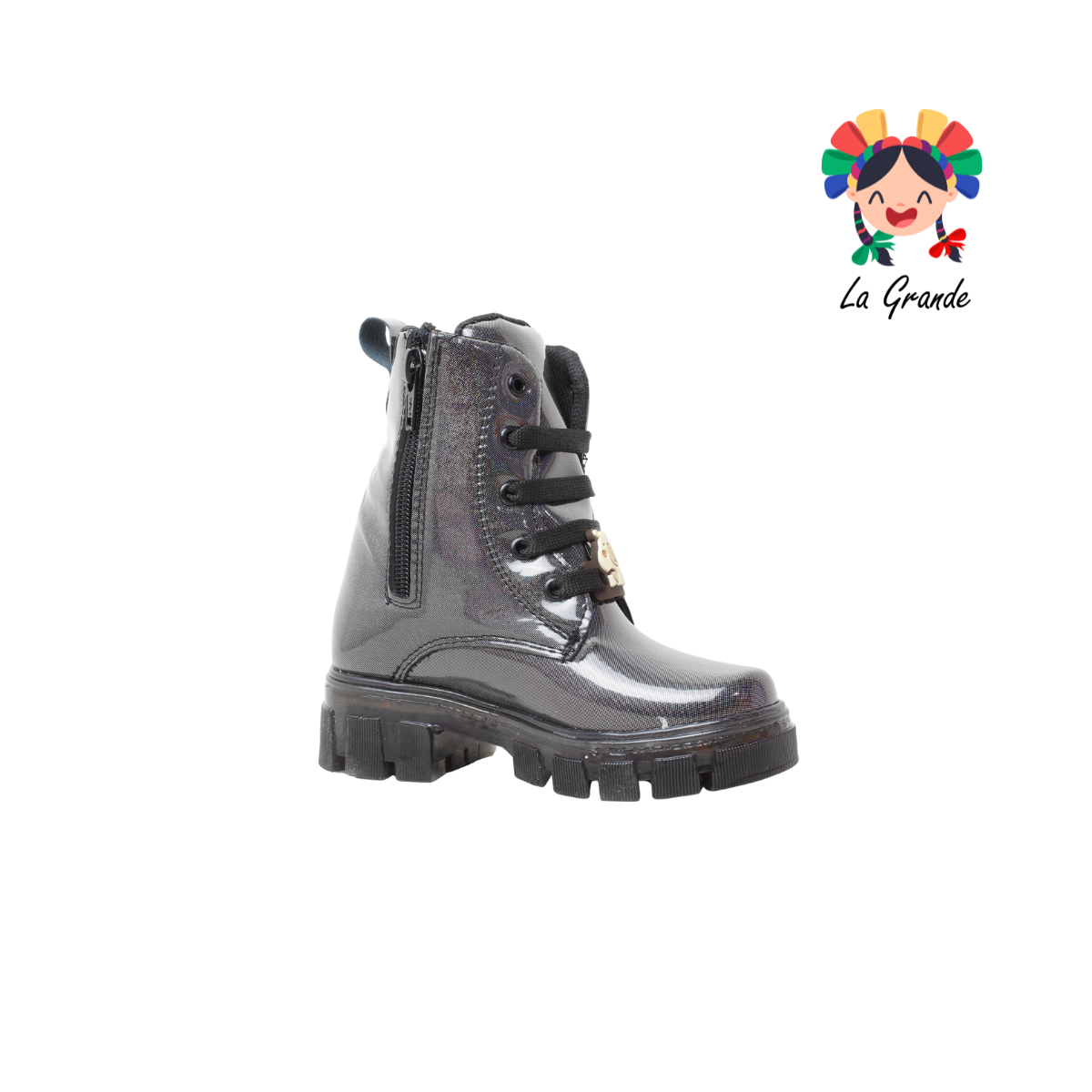 B08 CAPI DANIELS Negro Luminos Bota Casual con Luces para Niña