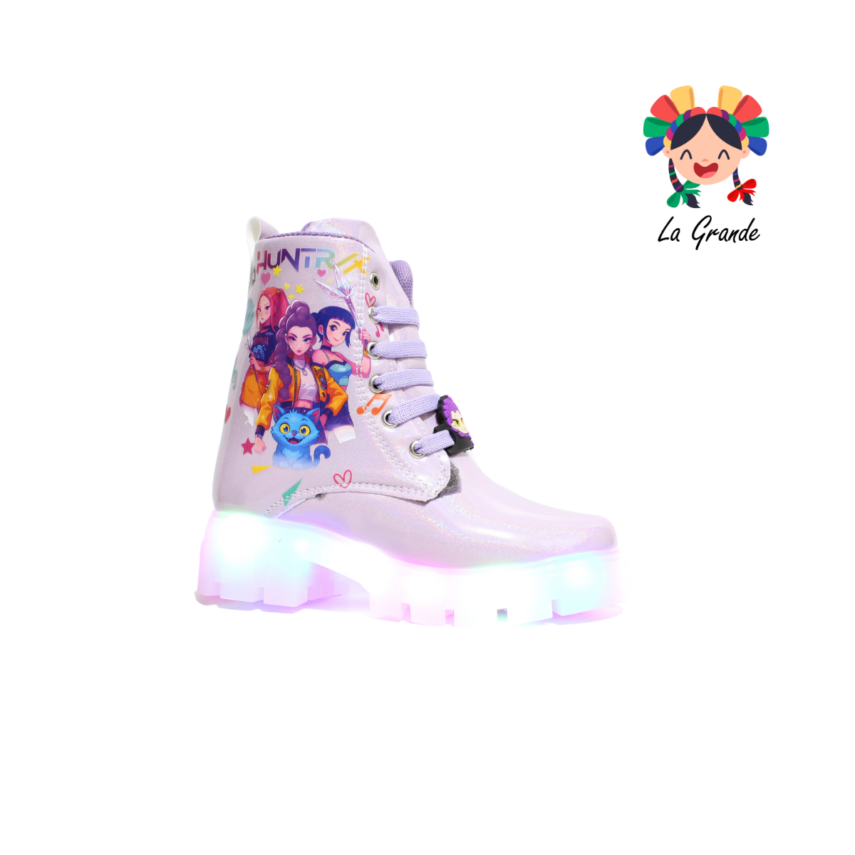 B013 HUNTRI DANIELS Lila Luminus Bota Casual con Luces para Niña