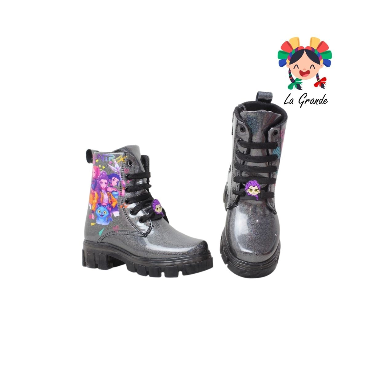 B013 HUNTRI DANIELS Negro Luminus Bota Casual con Luces para Niña