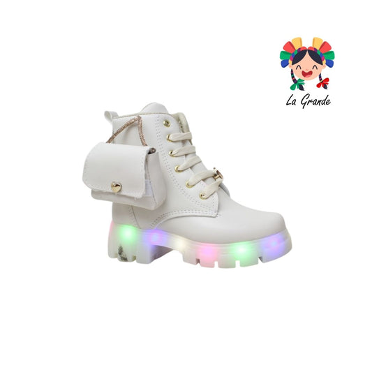 B04 DANIELS Latte Cabra Bota Casual con Luces para Niña