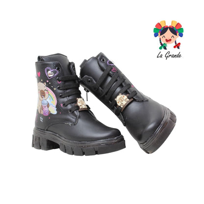 B08 CAPI DANIELS Negro Cabra Bota Casual con Luces para Niña