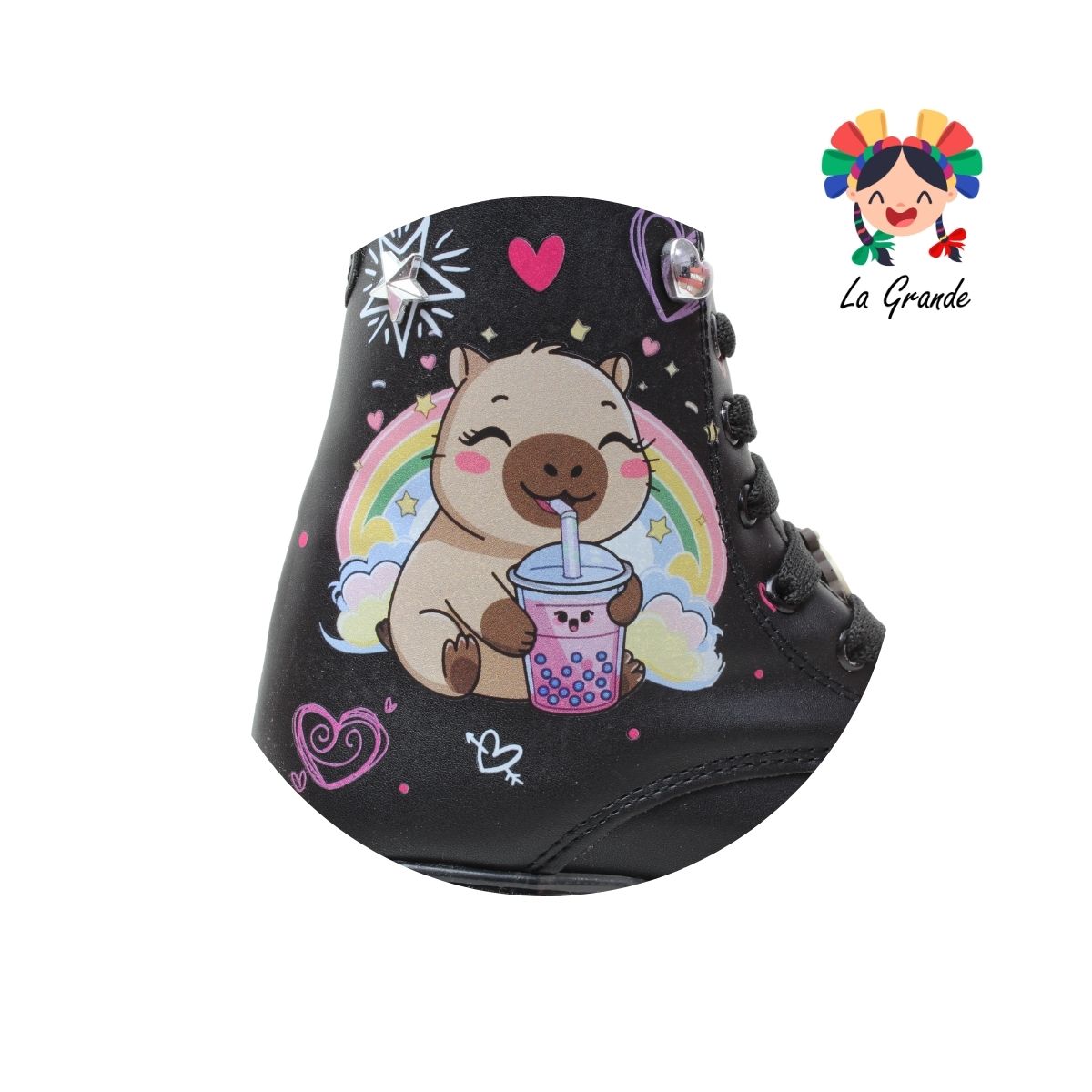 B08 CAPI DANIELS Negro Cabra Bota Casual con Luces para Niña