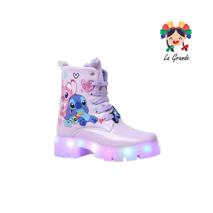 B10 DANIELS Lila Luminos Bota Casual con Luces para Niña