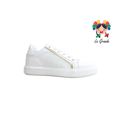 B-1 BRONE Blanco Oro Sint Tenis Casual para Dama