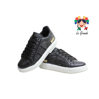 B-1 BRONE Negro Negro Charol Sint Tenis Casual para Dama