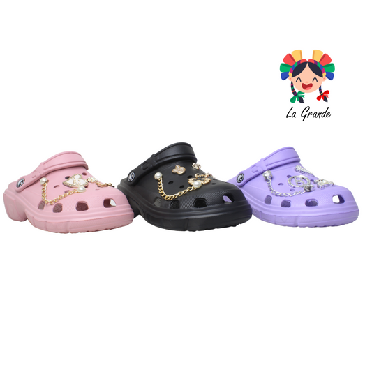 C-013M TOP SANDAL Multicolor Sintético Sandalia de Baño o Playa con Adorno de Cadena para Dama