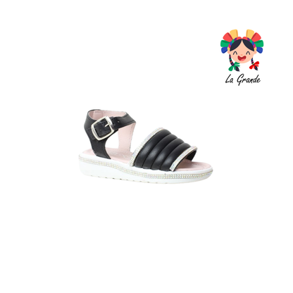 C-201 WENDY Negro Sintético Huarache para Niña