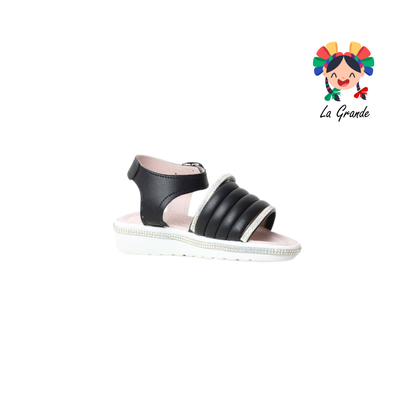 C-201 WENDY Negro Sintético Huarache para Niña