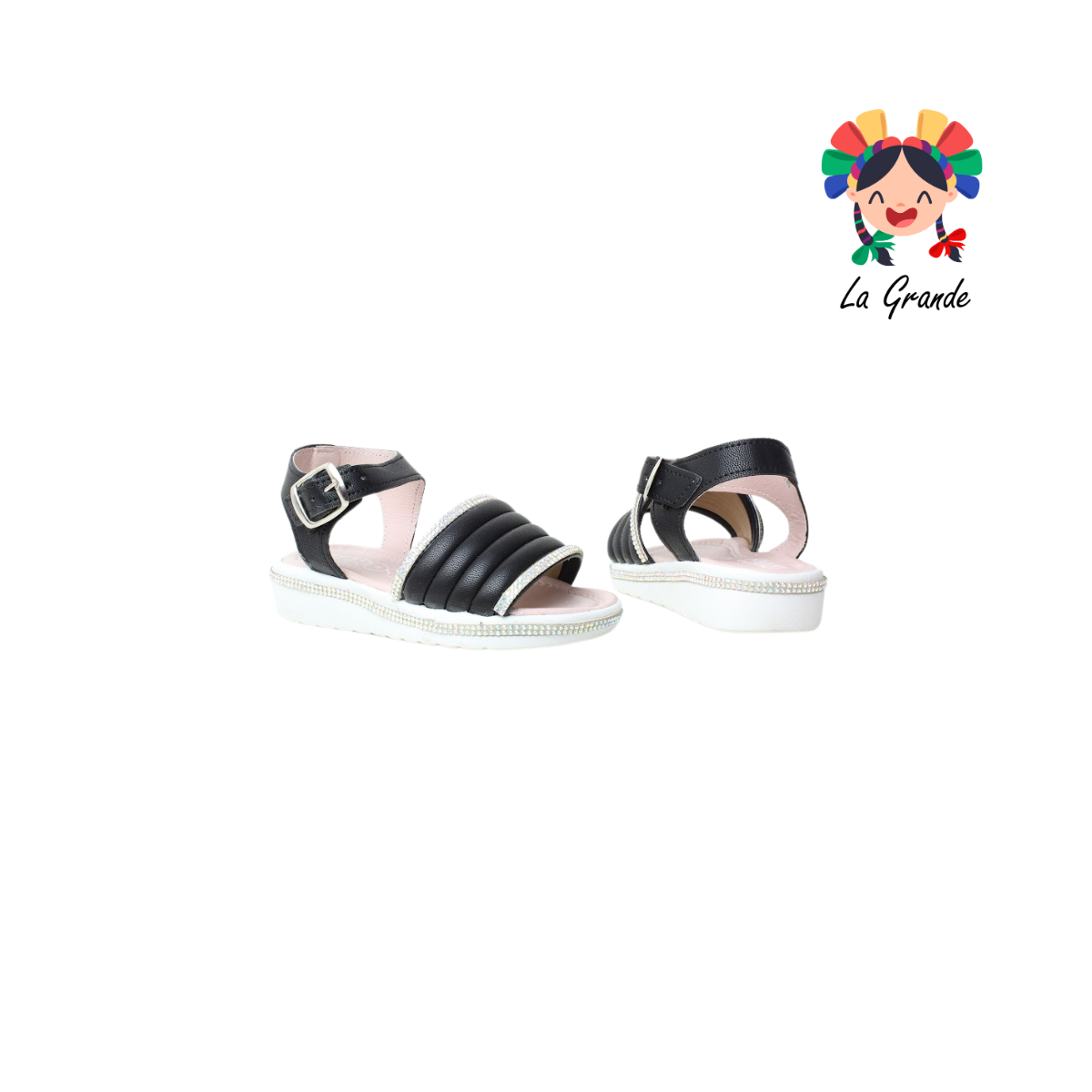 C-201 WENDY Negro Sintético Huarache para Niña