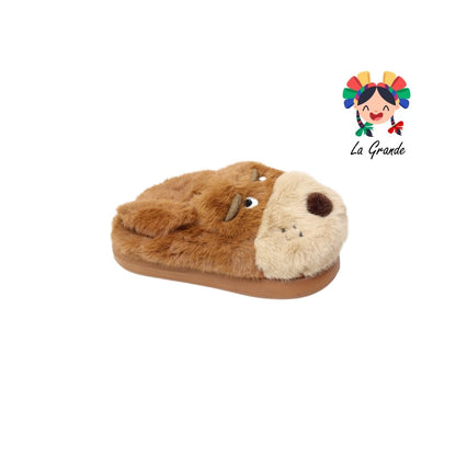 C-4155 ZXXG Multicolor Perrito Pantufla Afelpada para Niña y Niño