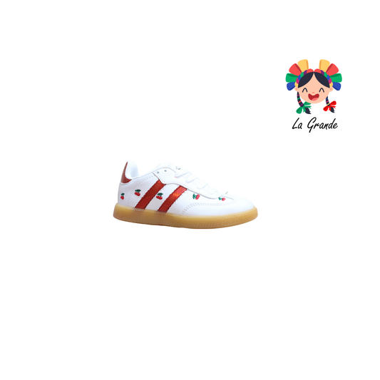 C014 SVIN Blanco Rojo Sintético Tenis Casual para Niña